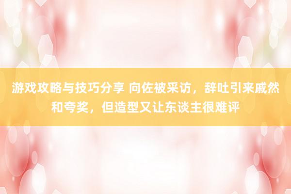 游戏攻略与技巧分享 向佐被采访，辞吐引来戚然和夸奖，但造型又让东谈主很难评