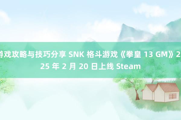 游戏攻略与技巧分享 SNK 格斗游戏《拳皇 13 GM》2025 年 2 月 20 日上线 Steam