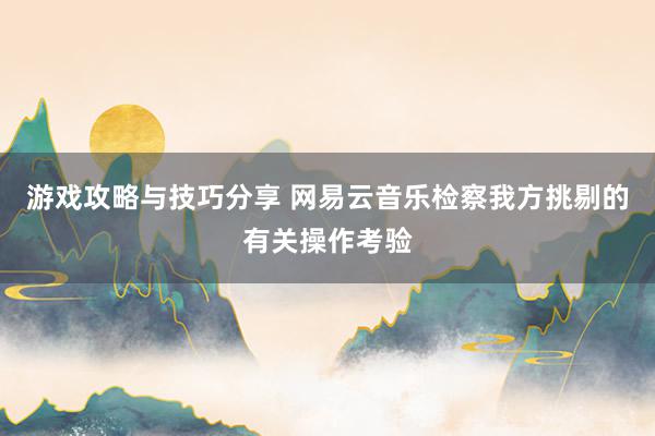 游戏攻略与技巧分享 网易云音乐检察我方挑剔的有关操作考验