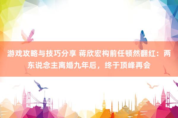 游戏攻略与技巧分享 蒋欣宏构前任顿然翻红：两东说念主离婚九年后，终于顶峰再会