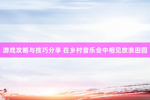 游戏攻略与技巧分享 在乡村音乐会中相见放浪田园