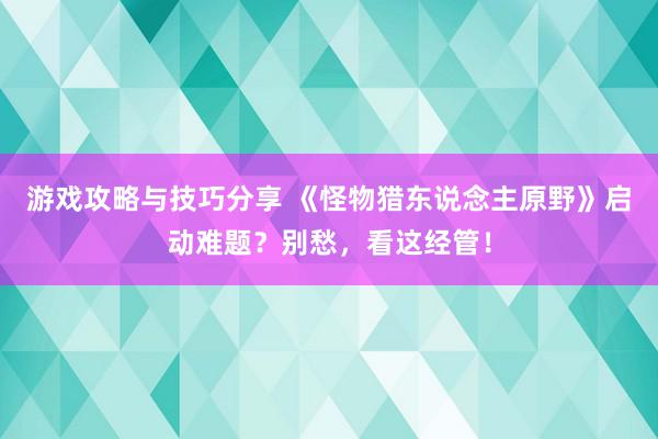 游戏攻略与技巧分享 《怪物猎东说念主原野》启动难题？别愁，看这经管！