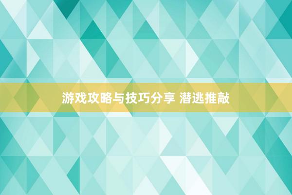 游戏攻略与技巧分享 潜逃推敲